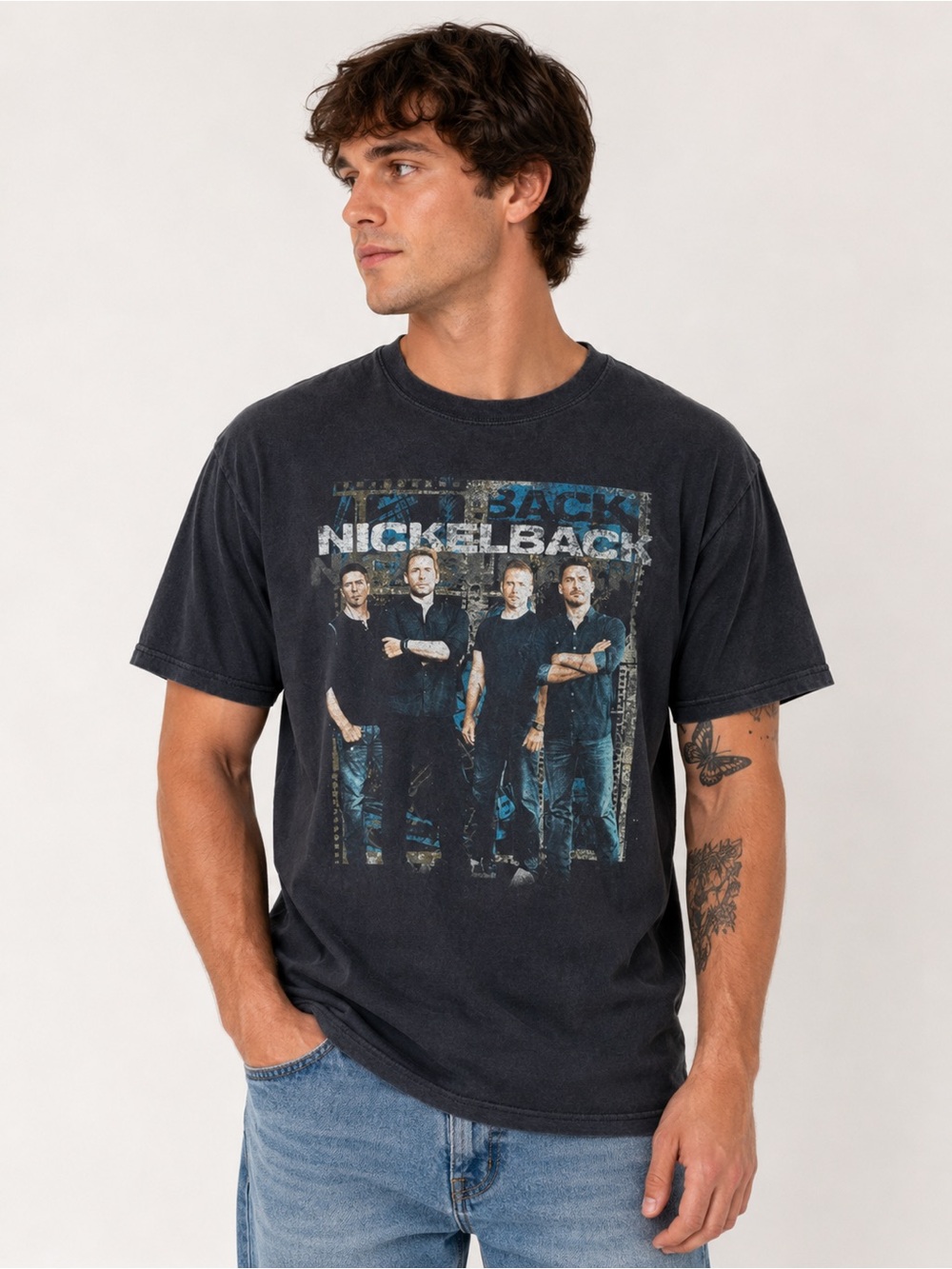 Nickelback No Fixed Address Tour 2015 Distressed Band Tee Men’s Large